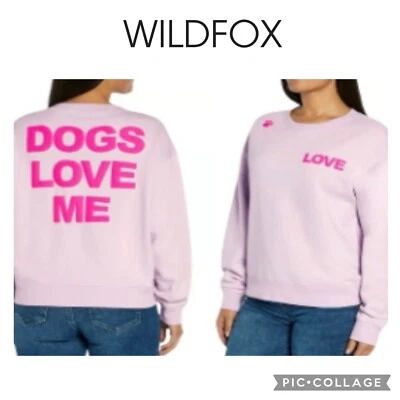 Sudadera Wildfox Dogs Love Me cuello redondo estampado de patas talla XXL NUEVA CON ETIQUETAS $108 Foto 1 de 4