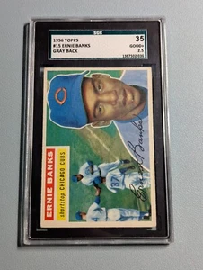 1956 Topps #15 Ernie Banks HOF Gray Back SGC 2.5 GOOD+ - Picture 1 of 2