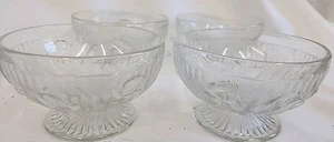 Jeanette Iris & Herringbone Clear Vintage Glass Sherbet Bowl Set Of 4 - Picture 1 of 2