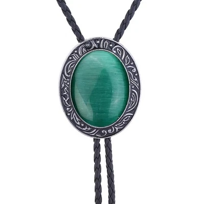 Collar de boda vintage de piedra verde para hombre Bolo corbata novio vaquero occidental Foto 1 de 4