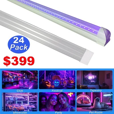 12/24PCS 4Foot LED UV Black Light Bar Fixture Ultraviolet Bulbs for Club Party  - Image 1 of 4