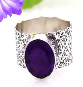 African Amethyst Gemstone Handmade 925 Sterling Silver Jewelry Ring All Size - Picture 1 of 9