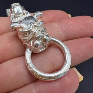 Men’s 925 Sterling Silver Bracelet Lion Head Toggle Clasp Gothic Biker Style 98g - Picture 1 of 8