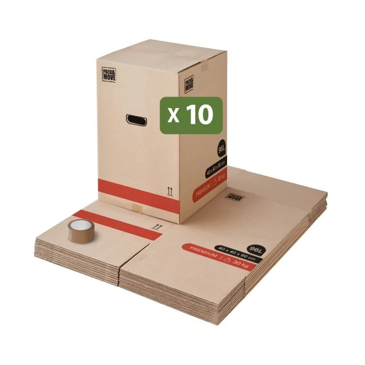 Pack and Move - Lot 10 Cartons Déménagement Premium - 40 X 40 X 60 Cm - Résistan - Photo 1/1