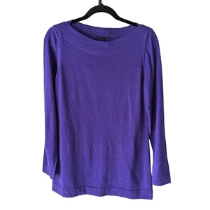 Eileen Fisher Womens Merino Wool Boatneck Sweater Top Sz Med Purple Work Staple - Picture 1 of 12
