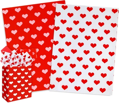 Valentine'S Day Tissue Paper White Red Heart Wrapping Paper Romantic Gift Wrappi - Image 1 of 4