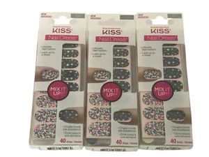 3 Pack Kiss Nails Stick on Nail Dress Strips 60496 MIX IT UP! Star Designs - Picture 1 of 4