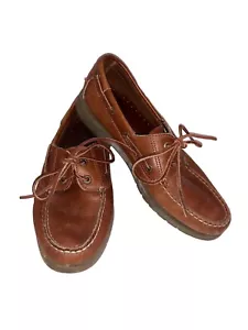 Zapatos de barco de cuero sin cordones Rockport para hombre M5263 talla 7,5 M mocasines marrones con corbata - Imagen 1 de 7