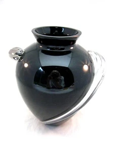 AMETHYST GLASS VASE WITH CLEAR SWIRL EMBELLISHMENTS - SUPER RADIANCE ART GLASS - Bild 1 von 9