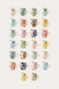 Anthropologie Monogram Mugs - Homegrown Flowered - Picture 1 of 2