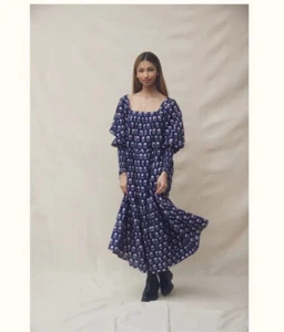 Ophelia & Indigo NEW Lulu Dress Navy Hydrangea Block Print Size Small - Picture 1 of 8
