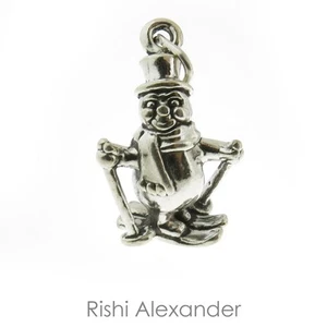 925 Sterling Silber Schneemann Skifahren Charm Made in USA - Bild 1 von 2