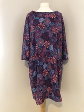 COUNTRY ROSE Tunic Top Size Large Purple Patterned 3/4 Sleeves Pockets Autumn