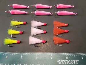 6 Pompano Goofy Jigs with 9 Teasers - Pink (1/2 Ounce)