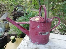 Vintage Haws 1 Gallon Galvanised Watering Can With Rose & Brass Badge