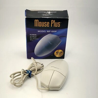 Vintage Mouse Plus MP-400P /PS2 Win98&NT 400-4000DPI Ball Opto-Mechanical  - Image 1 of 4