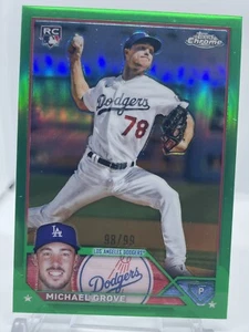 2023 Topps Chrome Michael Grove RC Green Refractor /99 LA Dodgers #22 - Picture 1 of 2