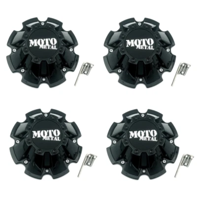 Set of 4 Moto Metal Gloss Black 8 Lug Center Cap fits MO962 MO200 M793BK01 CAP M - Image 1 of 4