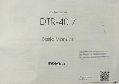  RECEPTOR AV INTEGRA DTR-40.7 ORIGINAL MANUAL DEL PROPIETARIO Foto 1 de 2