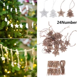 Wooden Pendant Christmas Advent Calendar Number Label Countdown Hanging Tags - Picture 1 of 14