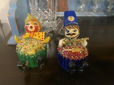 2 Vintage De Sela Cupcake Ornaments Clown & Marching Band Made In Mexico