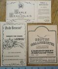 THREE Printer's Proof 1930s Bottle Labels - Genever, Beaujolais Wine