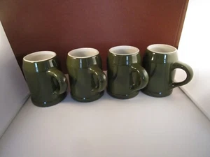 Vintage Hall China Waldgrün & Weiß 4er Set Tassen Becher Steine - Bild 1 von 4