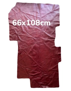 1 piece - RED cow hide LEATHER (RED66) - 66x108cm - 447gm - FREE POST - Picture 1 of 5