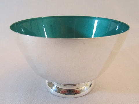TOWLE STERLING SILVER & ENAMEL 46 BOWL 224.7 grams! 5" diameter Cover