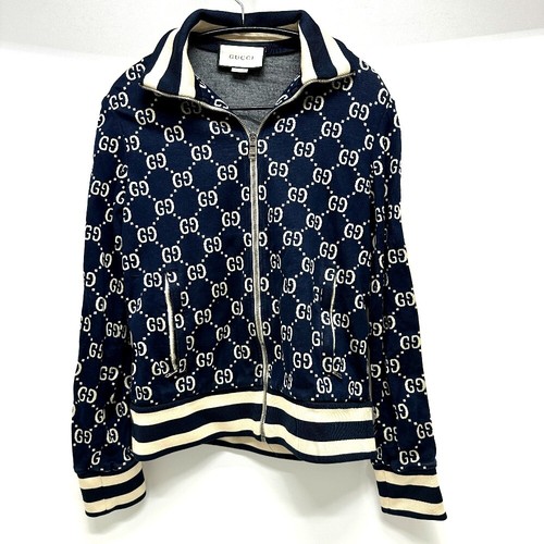 GUCCI 496919 18AW GG Jacquard Sideline Track Maglie Zip Up Abbigliamento Giacca