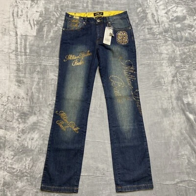 Novo Jeans Feminino Platinum Plush Million Dollar Babe Studded Tamanho 9 Azul Denim - Imagem 1 de 4