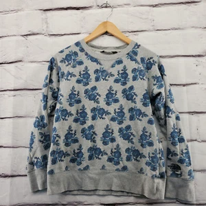 THE NORTH FACE Sweatshirt Womens Small Floral Long Sleeve Gray Blue Pullover - Picture 1 of 10