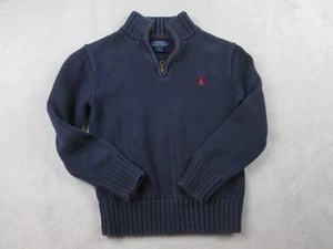 Polo Ralph Lauren Sweater Youth Kids 6 Blue 1/4 Zip Red Horse Pullover - Picture 1 of 22