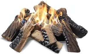 Large Gas Fireplace Logs, Ceramic Faux for Fire pit,Propane,Electic,Gas - 10 PCS - Picture 1 of 6
