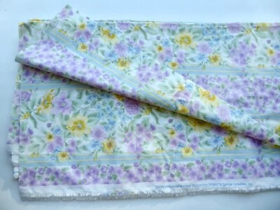 Daisy Kingdom Vintage Dogwood Stripe Fabric Purple Floral 2+ Yards 1359  Springs - Image 1 of 4