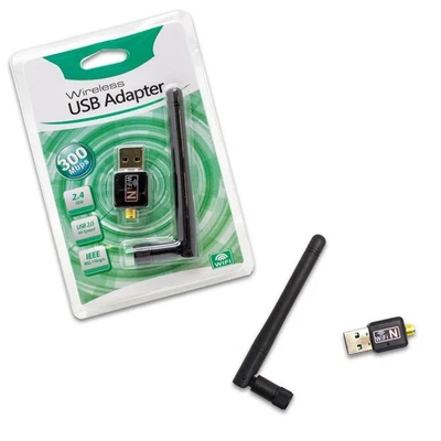 Wifi USB Antenna Desktop Computer Portable 300MBPS 2.4GHZ Dongle Adapter WLAN - Image 1 of 4