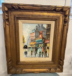 Vintage MCM Moulin Rouge PARIS Ölgemälde Impressionismus gerahmt signiert MARCHAND - Bild 1 von 11