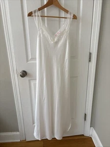 Oscar De La Renta Pink Label White Satin Bridal Lace Chemise Nightgown Maxi M - Picture 1 of 8