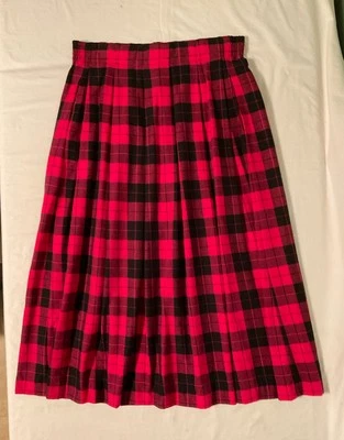 Maxi falda vintage de franela de algodón a cuadros rosa y negro Talbots para mujer talla L Foto 1 de 4