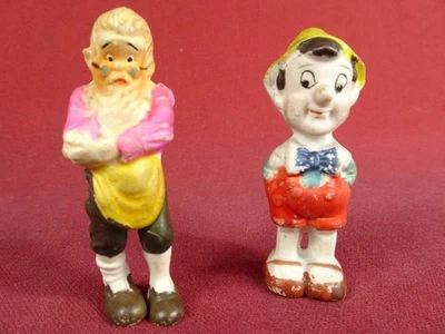 FIGURAS DE COLECCIÓN AÑOS 30 BISQUE Pinocho y Papá Geppetto 3" Disney Japón Foto 1 de 4