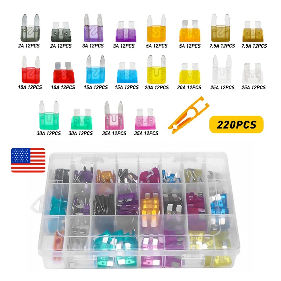Juego surtido de 220 piezas de fusibles de hoja automática para automóvil camión para SUV barco Foto 1 de 4