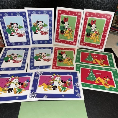 11 Tarjetas de Felicitación de Navidad Disney Mickey Mouse Minnie Pluto ¡Diversión navideña! Foto 1 de 4