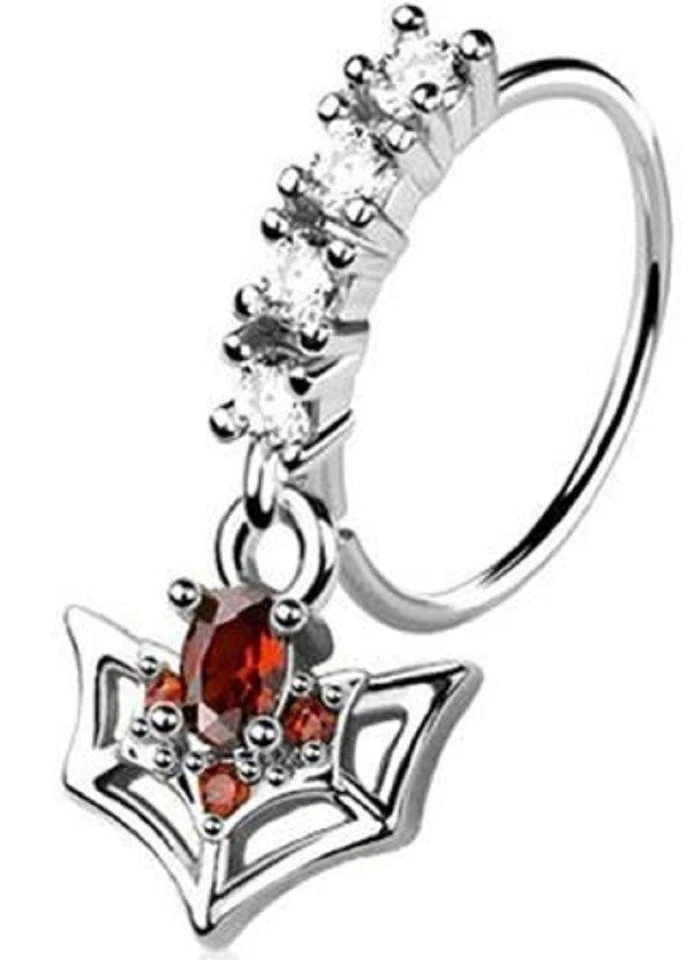 Nose Ring Hoop spider web ring  dangle 316L surgical steel - Image 1 of 1