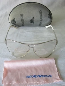 Gafas de sol Emporio Armani 5825 plata blanco marco de metal gris tinte estuche Italia - Imagen 1 de 17