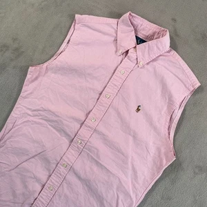 Polo Ralph Lauren Oxford Shirt Men Small Pink Custom Fit Sleeveless Flesh Pony - Picture 1 of 8