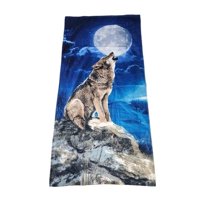 Toalla de playa Full Moon Night Wolf 30x60 algodón terciopelo Foto 1 de 2