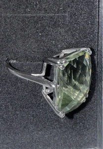 JTV Brazilian Prasiolite Sterling Ring Checkerboard Cut 19.36CT size 9 - Picture 1 of 5