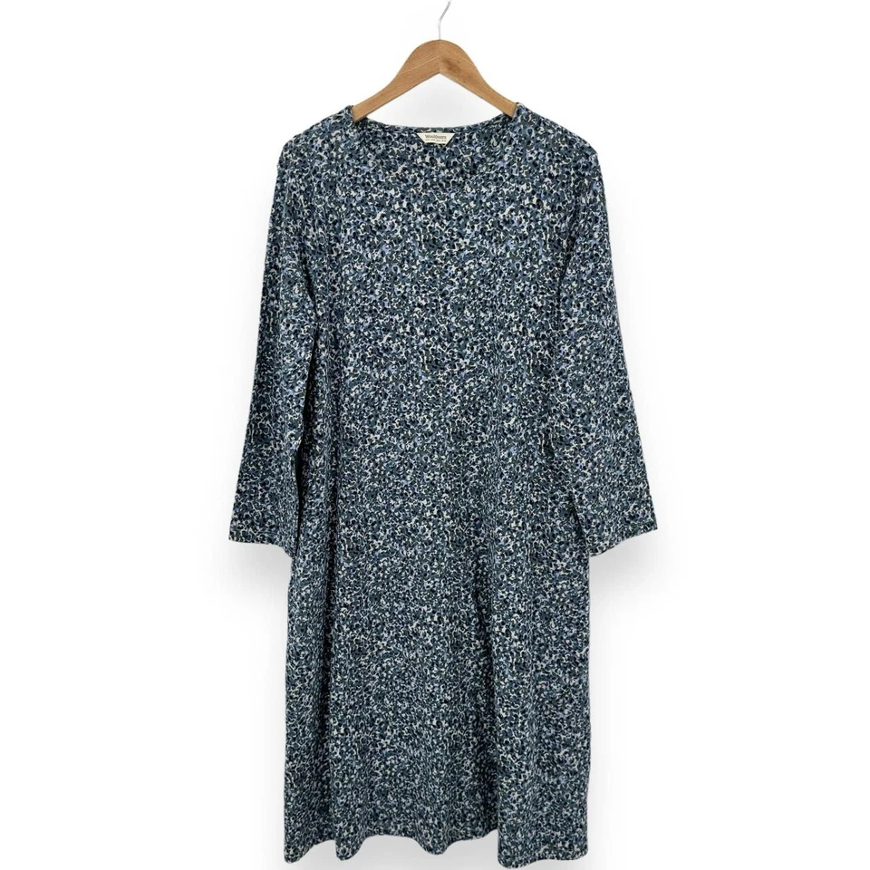 Vestido para mujer Woolovers estampado tejido línea A talla 14 azul estampado mangas 3/4 Foto 1 de 4