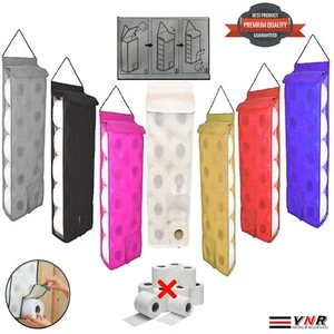 Hanging Toilet Roll Holder Organiser Storage bathroom fabric storage dispenser - Picture 1 of 35