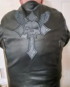 X Element Men XXL Black Leather Armor Motorcycle Jacket Vented W/Zip Out - Picture 1 of 24